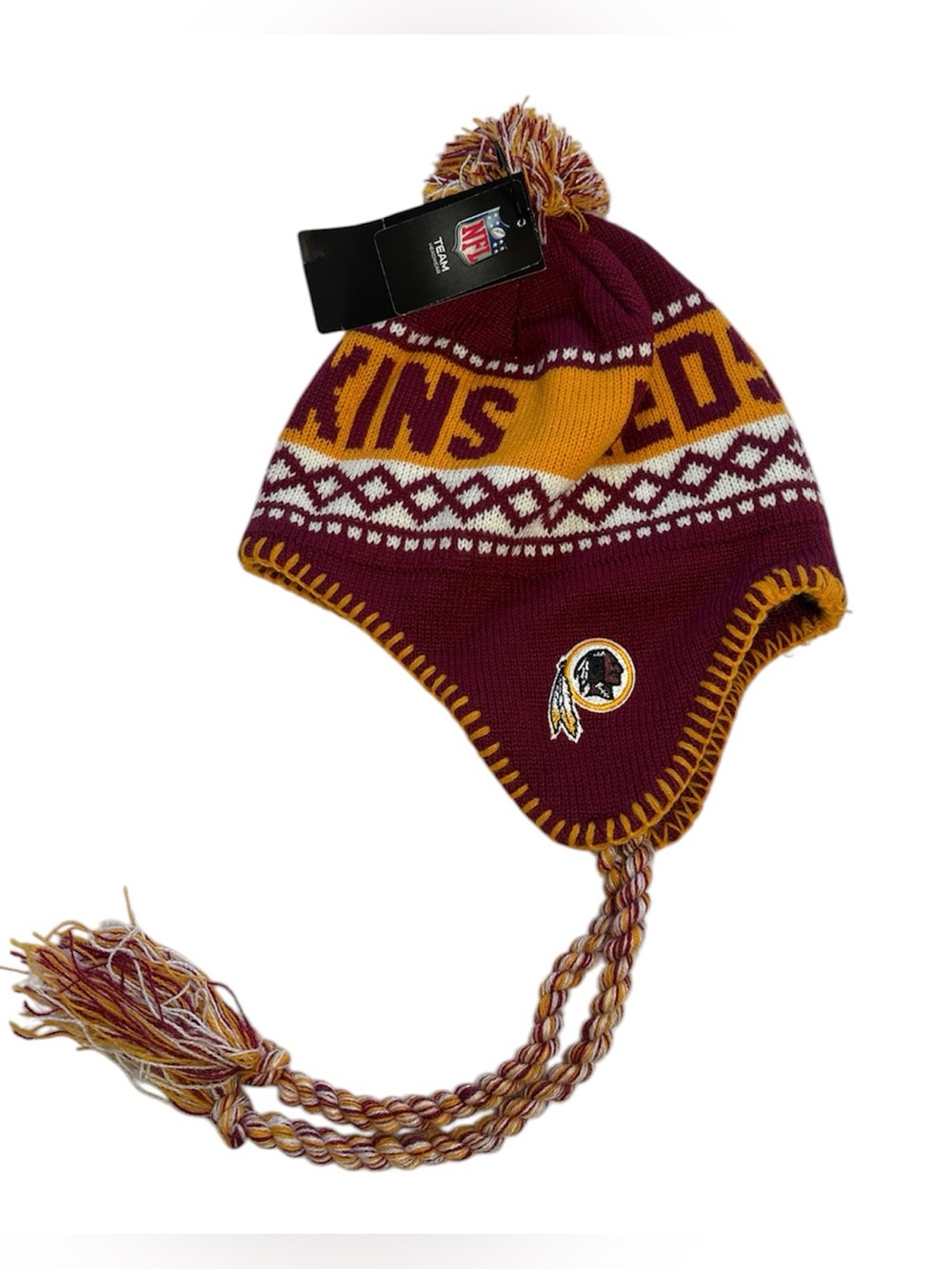 Washington Redskins NFL Knit Beanie Hat with Tassels One Size Fits All NWT